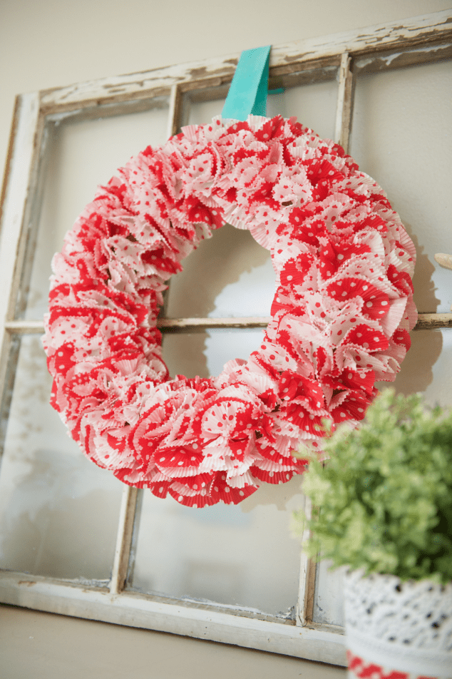Fun Valentine Cupcake Liner DIY Wreath