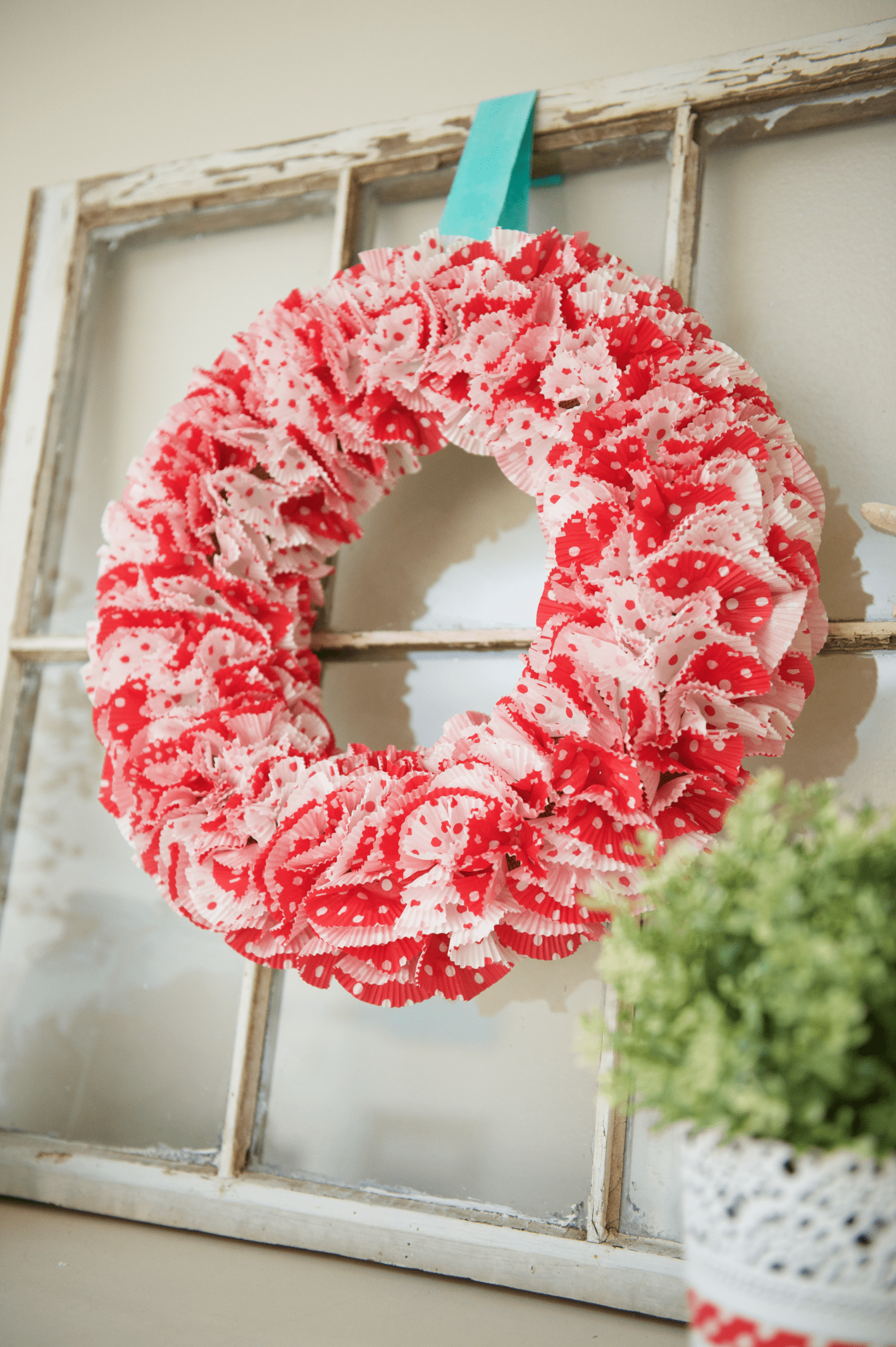 Fun Valentine Cupcake Liner DIY Wreath - 15+ Easy DIY Wreath Ideas