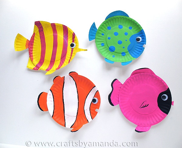 paper plate tropical fish