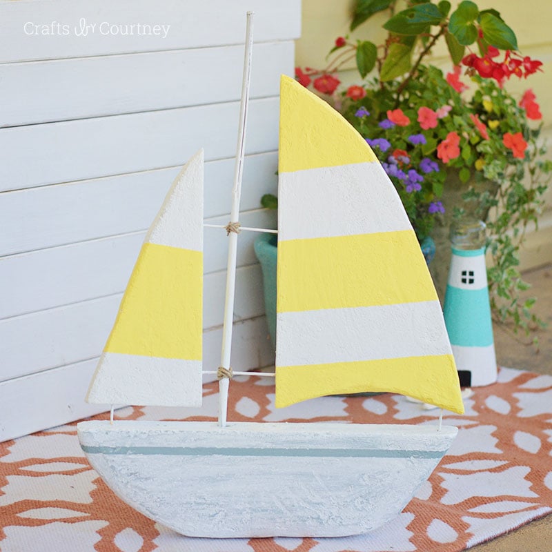 DIY Foam Sailboat Craft for my Home Beach Decor Style 
