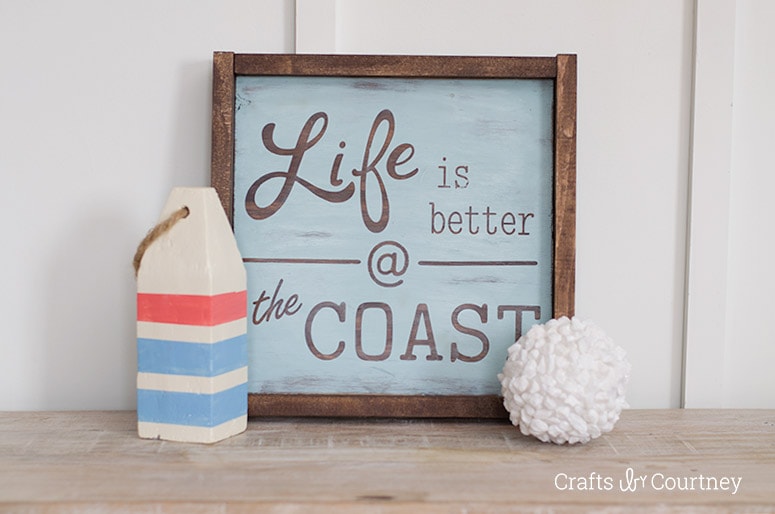 Create and easy DIY Wood Sign with your Silhouette Cameo - Coastal Decor