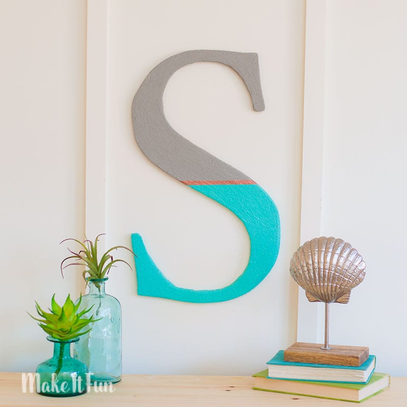 Faux Concrete Monogram made from Foam Sheets