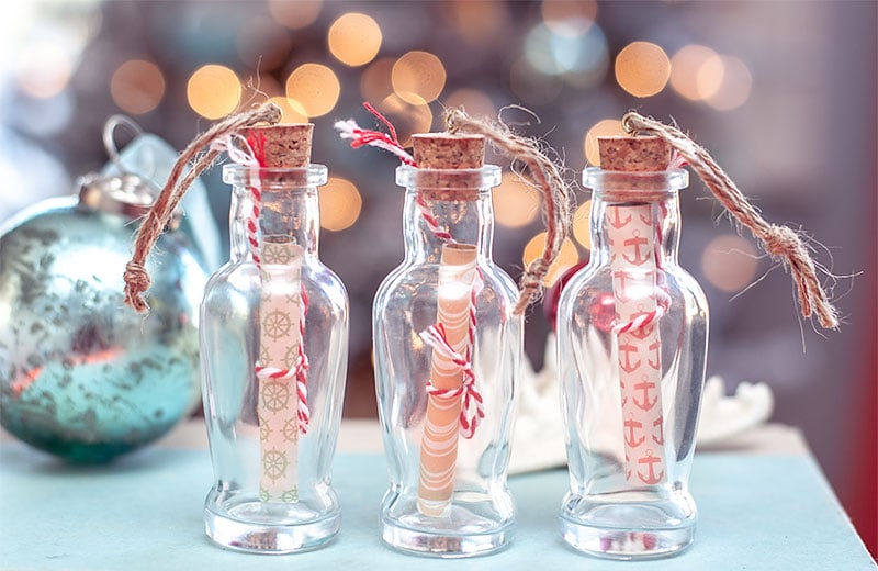 Details about   Message in Bottle Glass Christmas Ornament NEW 