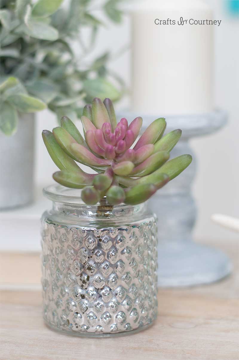 Simple Dollar Tree Candle Holder with succulent