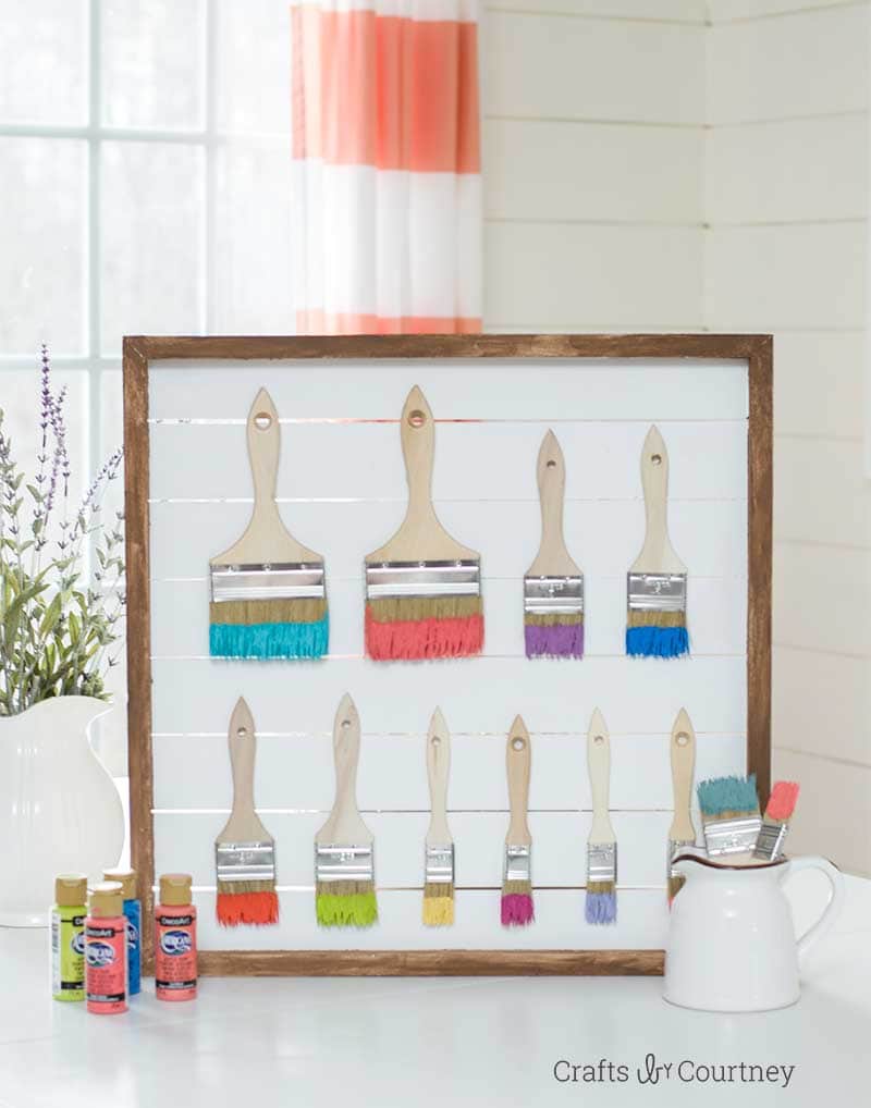 Create an easy wall art for your craft room with paint brushes