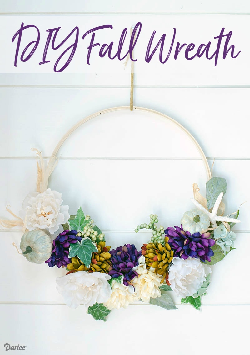 Coastal Embroidery Hoop Wreath Tutorial for Fall - 15+ Easy DIY Wreath Ideas