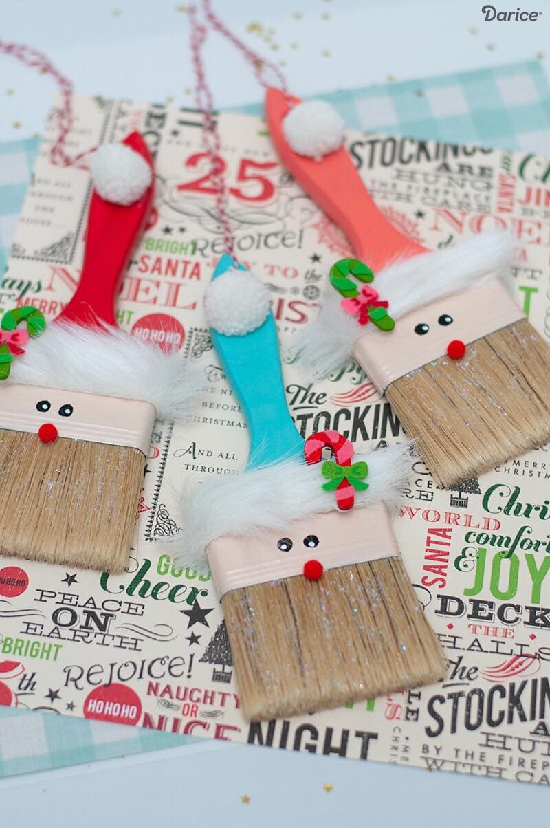 How to Make a Santa Paintbrush Ornament for Christmas Christmas kids craft