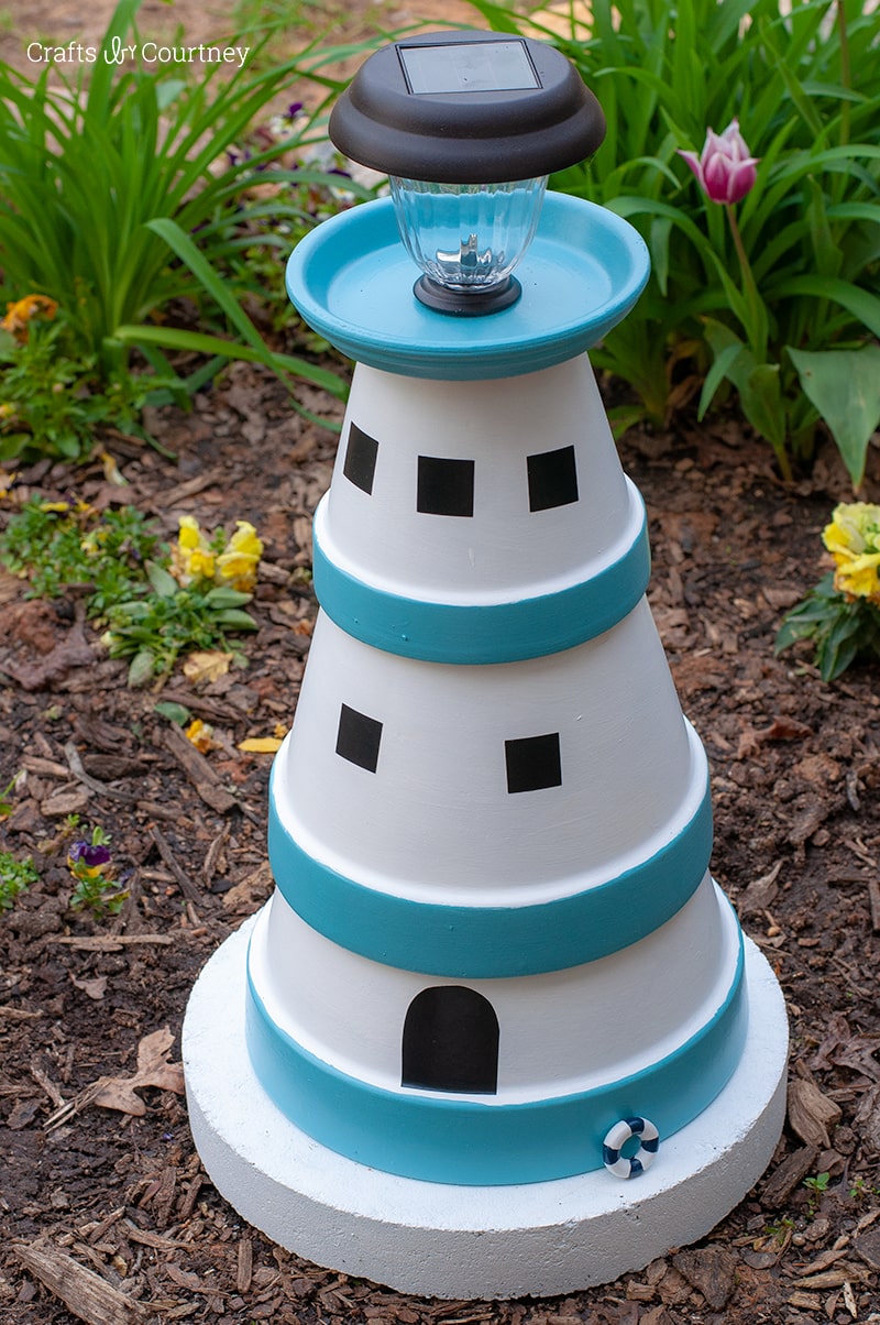 Terra Cotta Pot DIY Lighthouse Garden Project