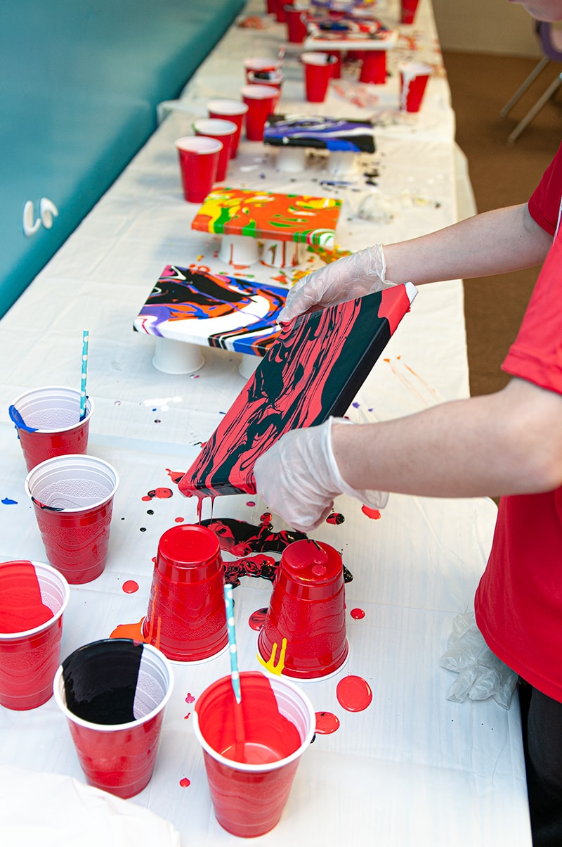How to setup Pour Painting with an Art Class