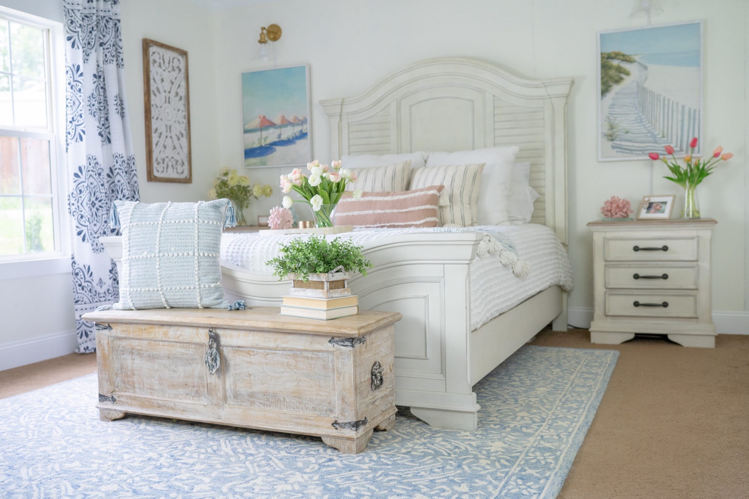 Coastal Farmhouse Inspired Master Bedroom Makeover